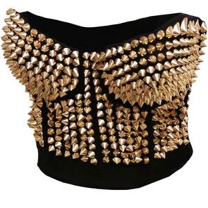 Gold Studded Black Bustier